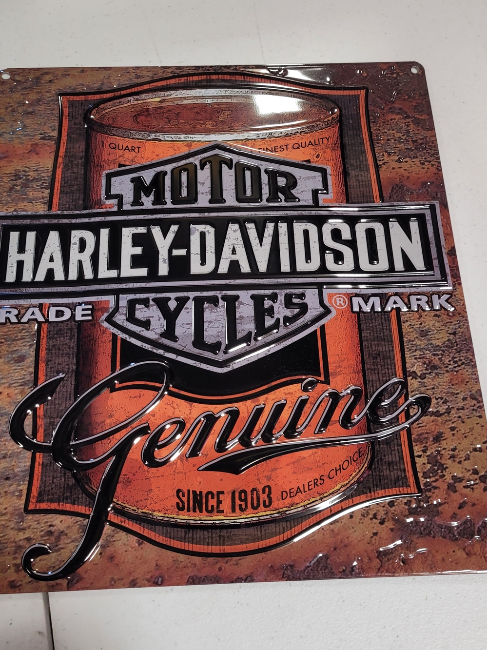 Harley-Davidson Genuine Orange Metal Wall Sign